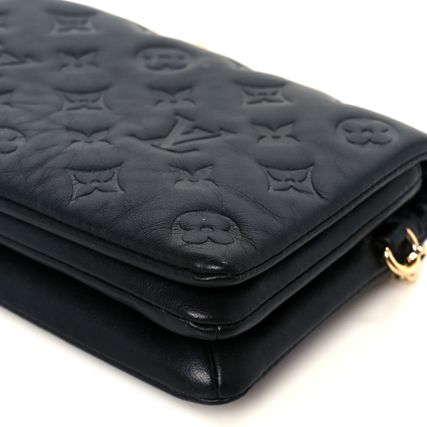 Lambskin Embossed Monogram Pochette Coussin Black