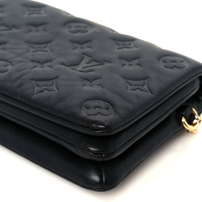 Louis Vuitton Lambskin Embossed Monogram Pochette Coussin Black 9 of 9