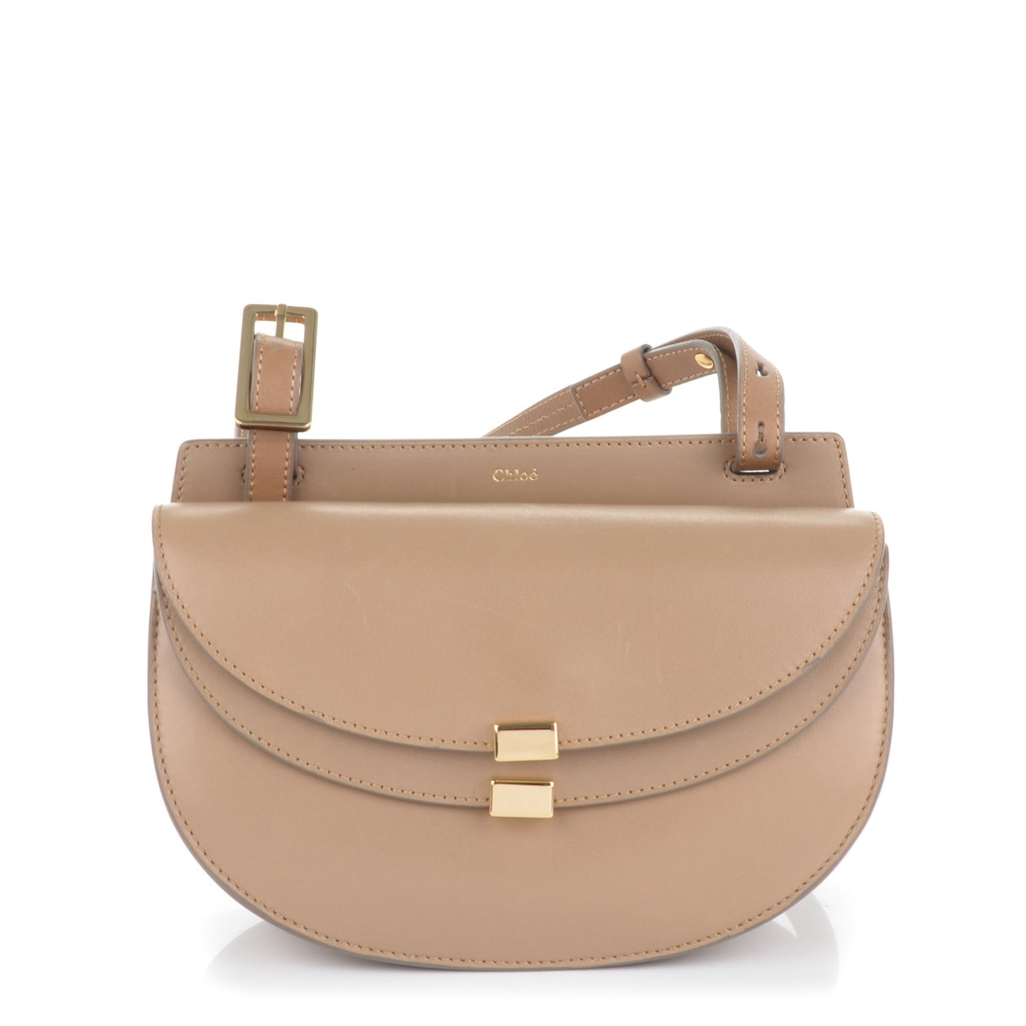 Calfskin Mini Georgia Crossbody Bag Chestnut Cream