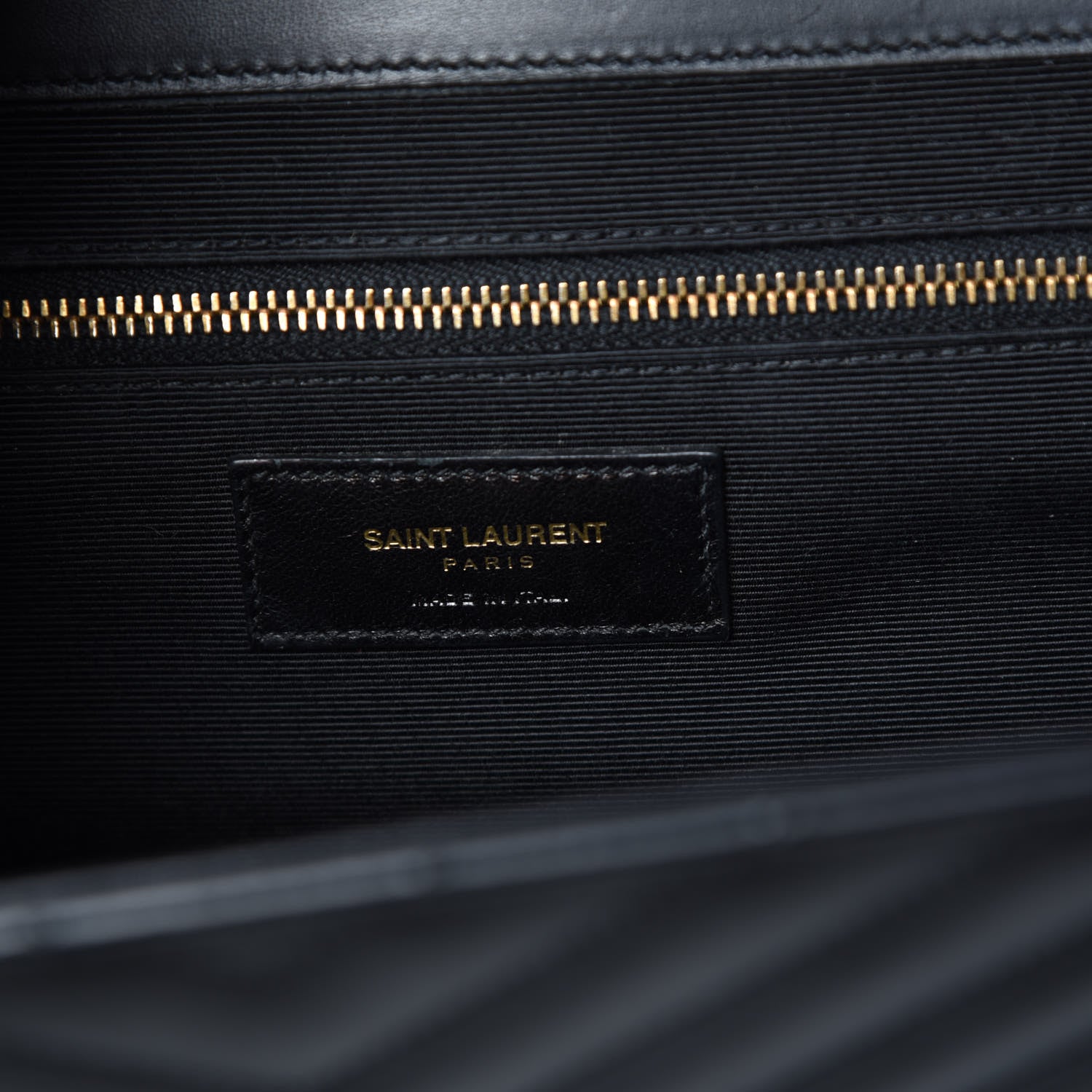 Saint Laurent Smooth Calfskin Matelasse Chevron Large Monogram Satchel Black 8 of 14