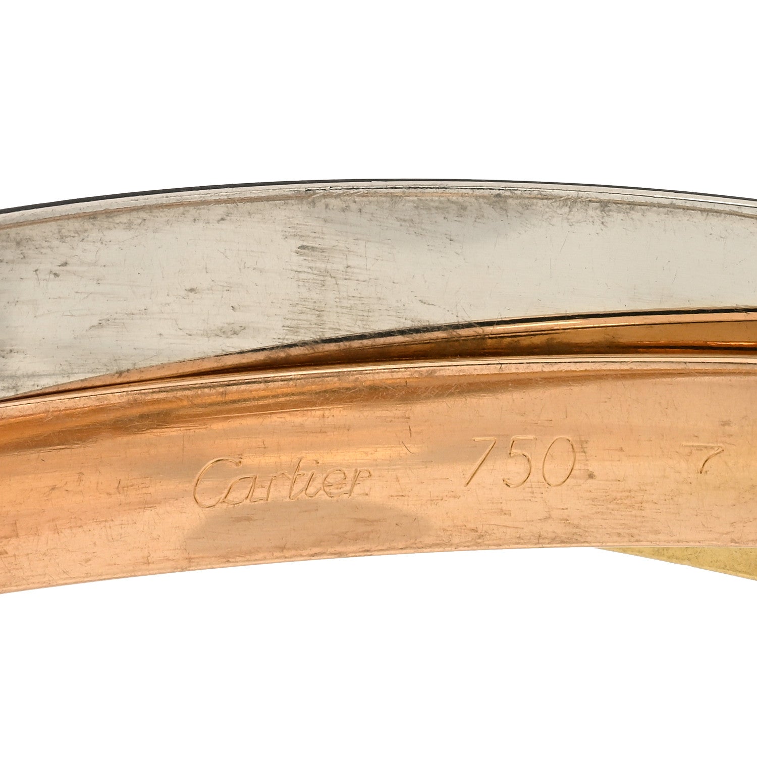 Cartier 18K Pink Yellow White Gold 6mm Trinity Bangle Bracelet 62 3 of 3
