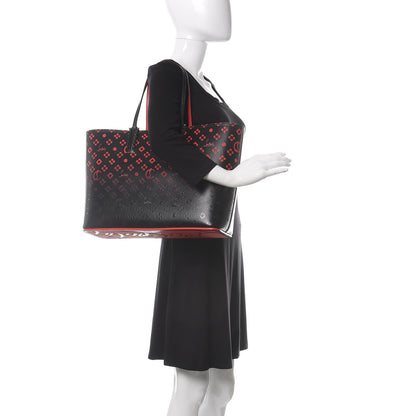 Christian Louboutin Perforated Calfskin Degrade Loubinthesky East West Cabata Tote Black Red 2 of 9