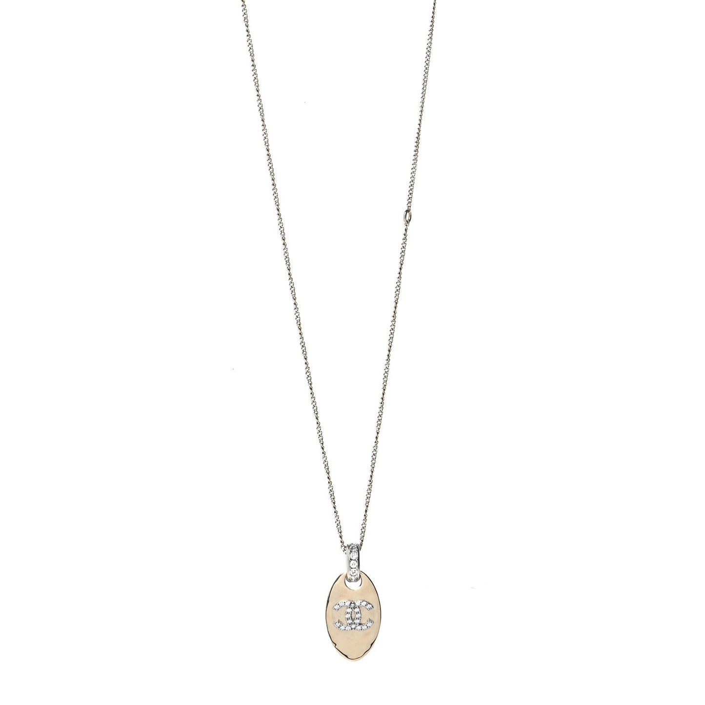 Crystal CC Pendant Necklace Gold