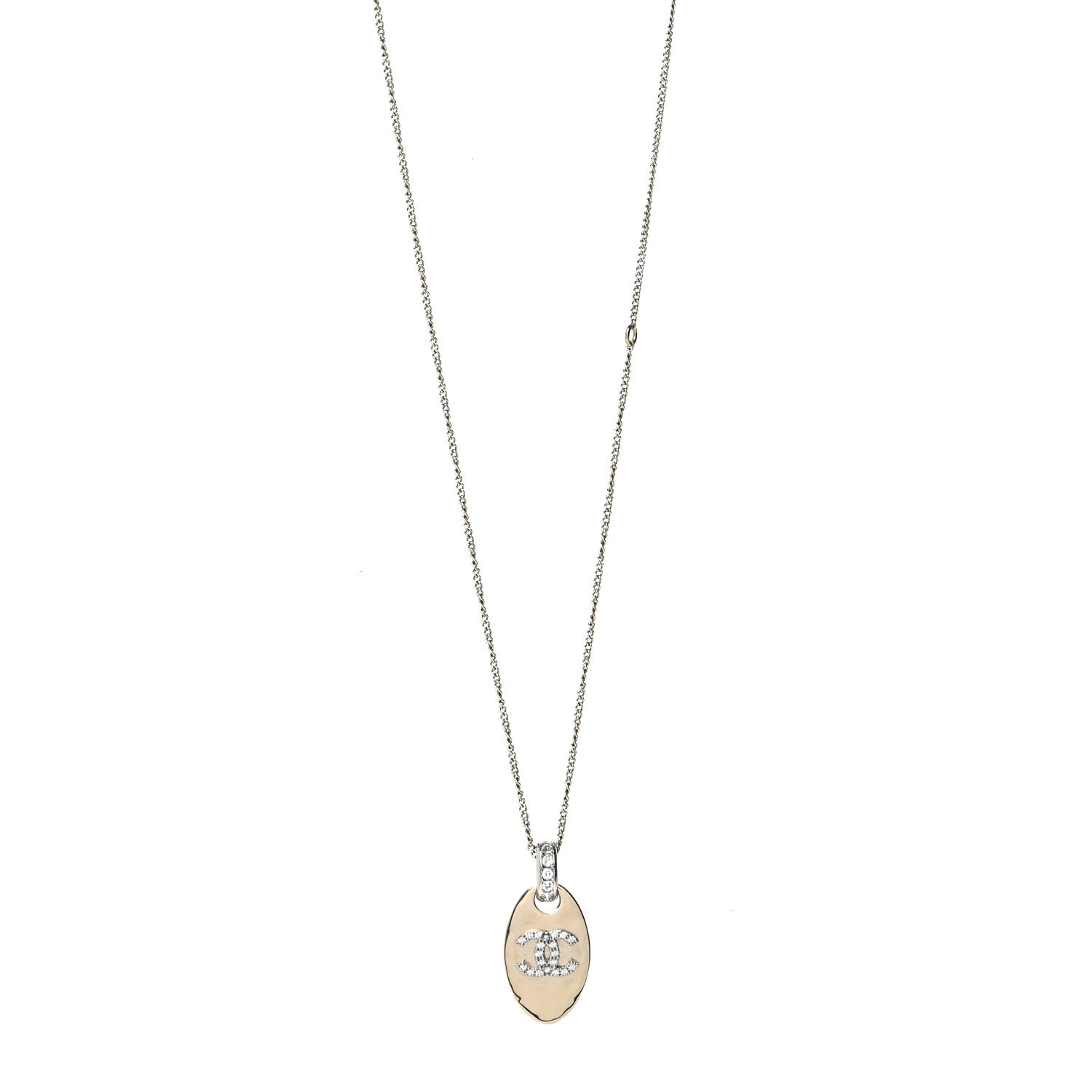 Chanel Crystal CC Pendant Necklace Gold 1 of 5