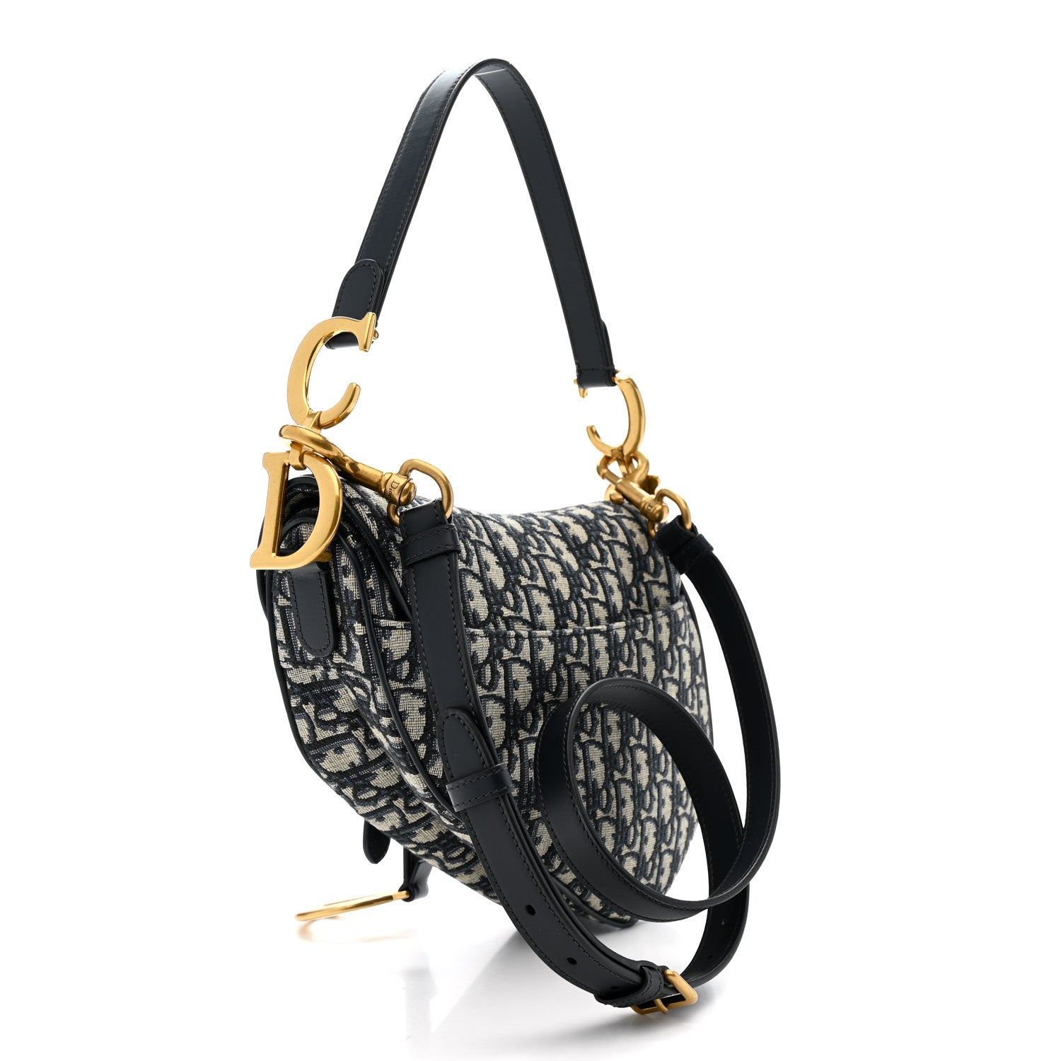 Christian Dior Oblique Saddle Bag With Strap Blue 3 of 10