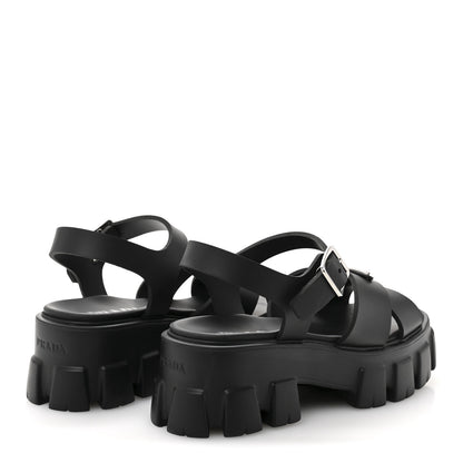 Prada Foam Rubber Triangle Logo Monolith 55mm Sandals 38 Black 5 of 11