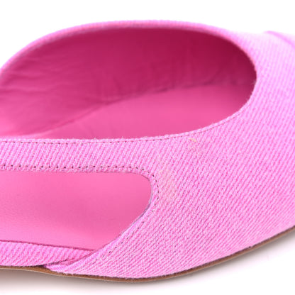 Chanel Denim Cap Toe CC Slingback Flats 40 Neon Pink 10 of 11