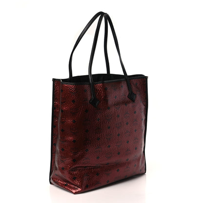 MCM Metallic Visetos Medium Kira North South Shopper Tote Scooter Red 4 of 9