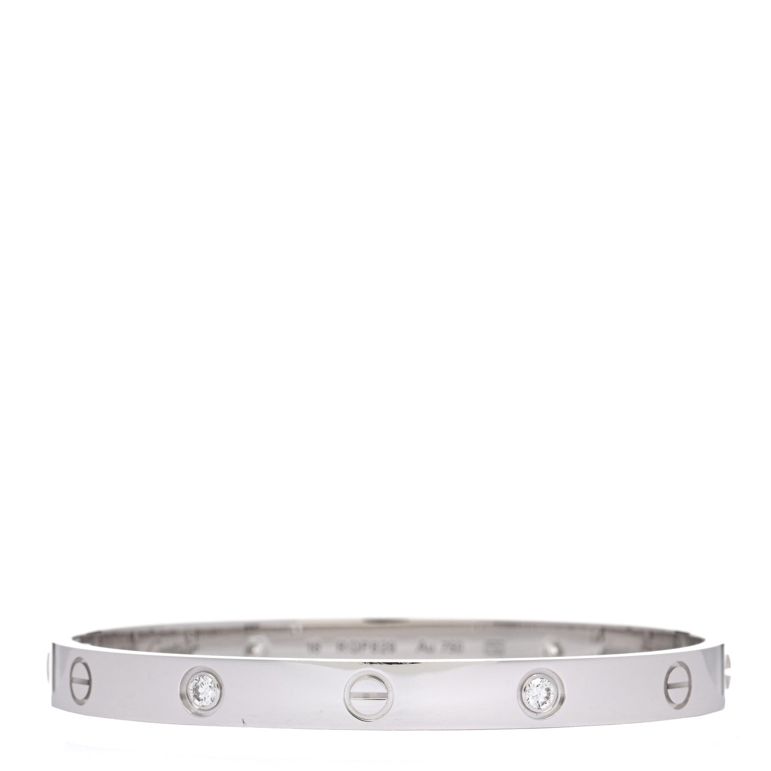 Cartier 18K White Gold 4 Diamond Love Bracelet 18 1 of 5