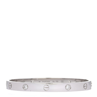 Cartier 18K White Gold 4 Diamond Love Bracelet 18 1 of 5