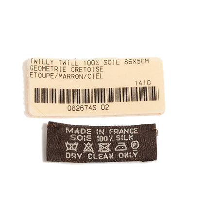 Hermes Silk Geometrie Cretoise Twilly Etoupe Marron Ciel 5 of 7