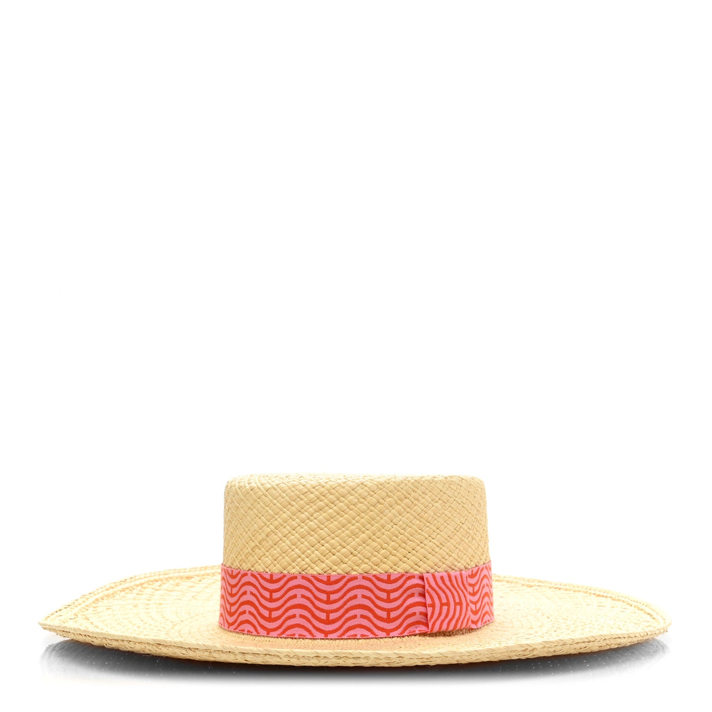 Straw Panama Elettra Hat 57 Naturel Rose Orange