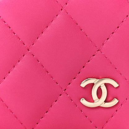 Chanel Lambskin Quilted Card Holder Wallet Fuchsia 9 of 14