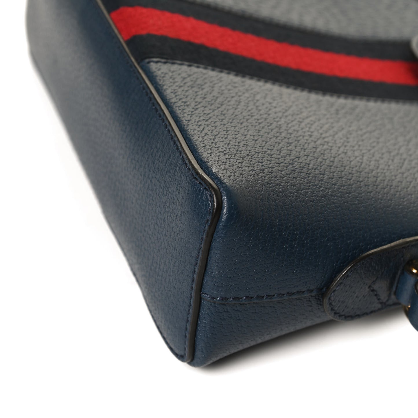 Textured Dollar Calfskin Web Small Ophidia Dome Shoulder Bag Blue Agata