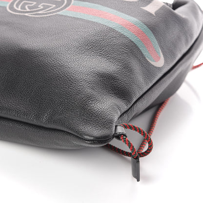 Gucci Calfskin Logo Drawstring Backpack Black 9 of 9