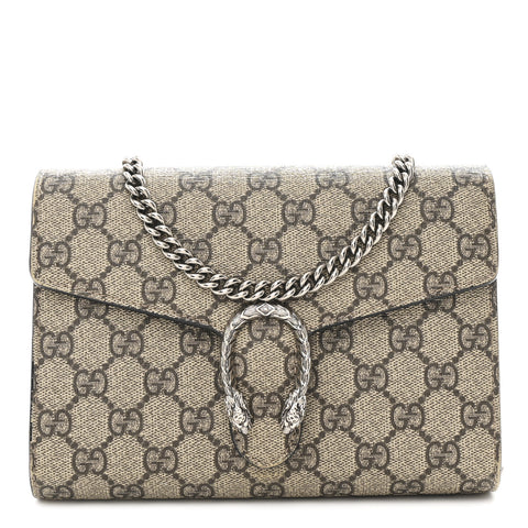 GG Supreme Monogram Mini Dionysus Chain Wallet Beige Black