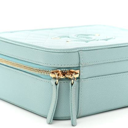 Chanel Caviar Quilted Medium CC Filigree Vanity Case Light Blue 9 of 11