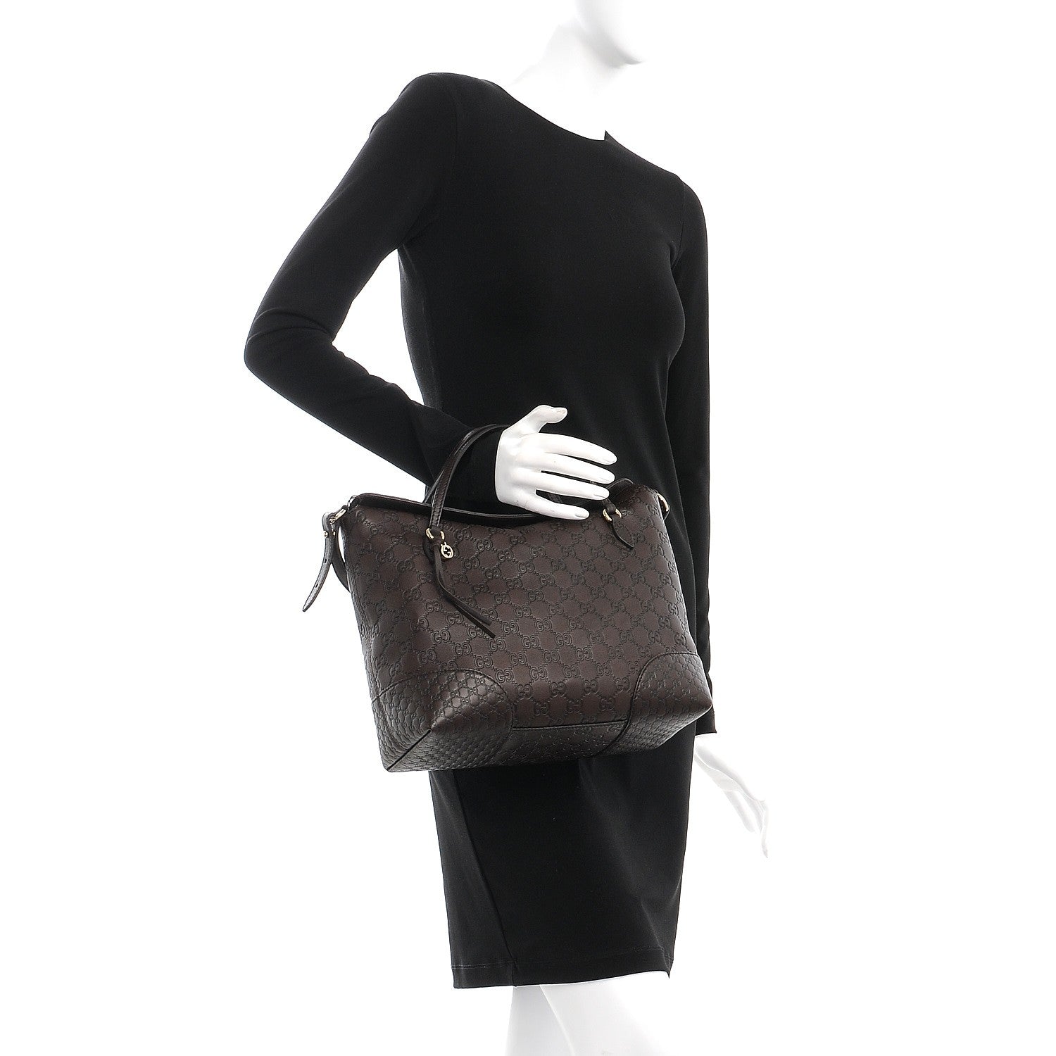Gucci Guccissima Medium Bree Foldover Tote Chocolate 3 of 8