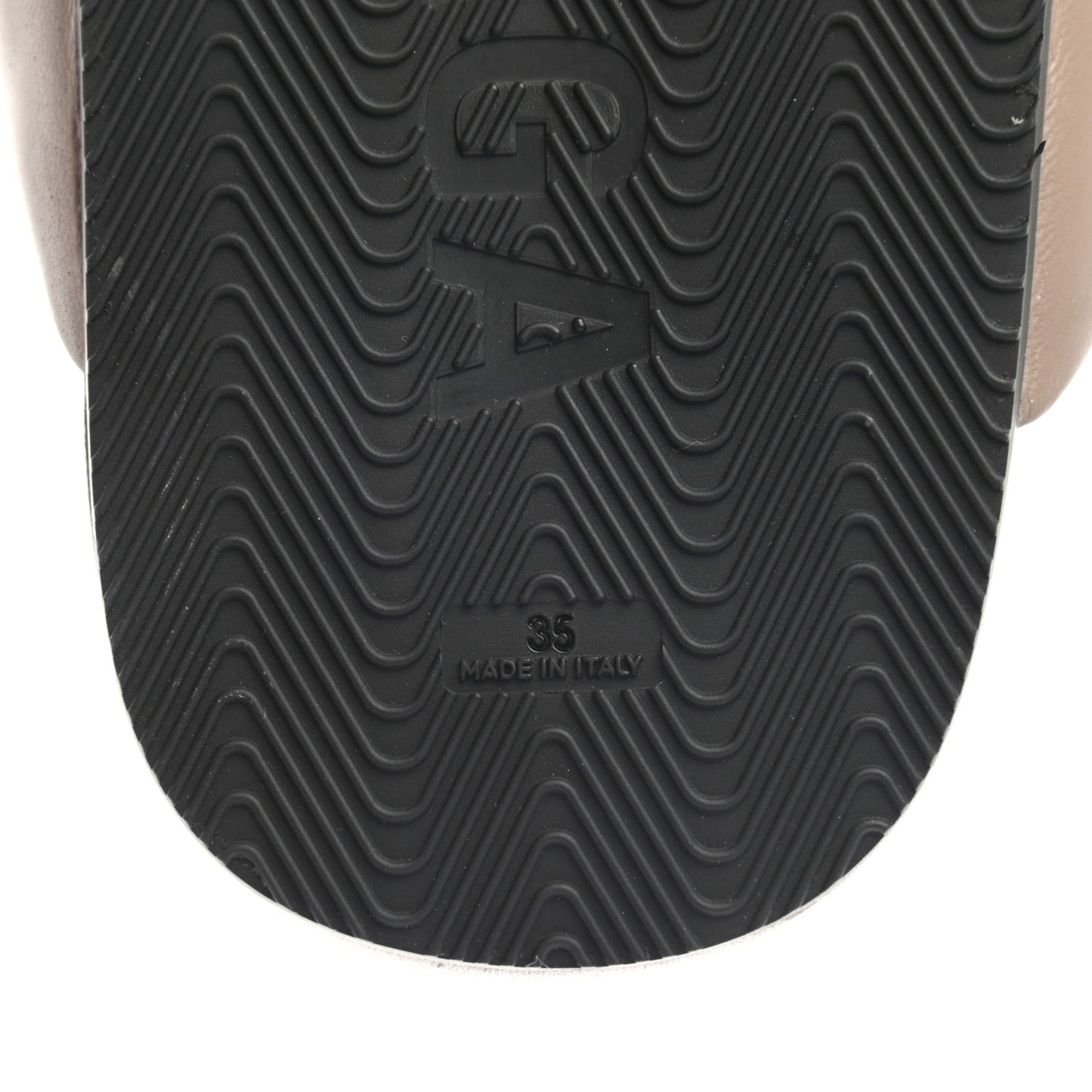 Smooth Nappa Logo Puffy Slide Sandals 35 Mink Grey White
