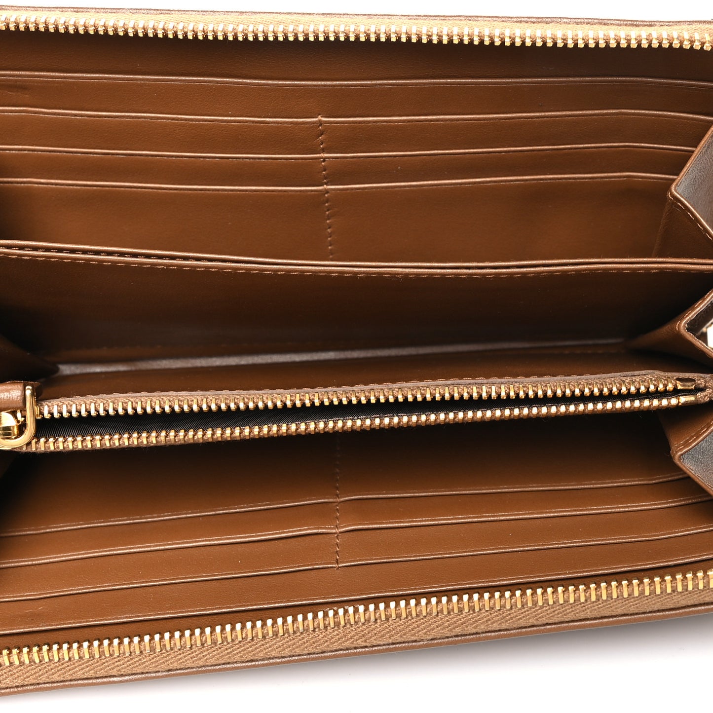 Soft Calf Quilted Zip Around Wallet Cannella