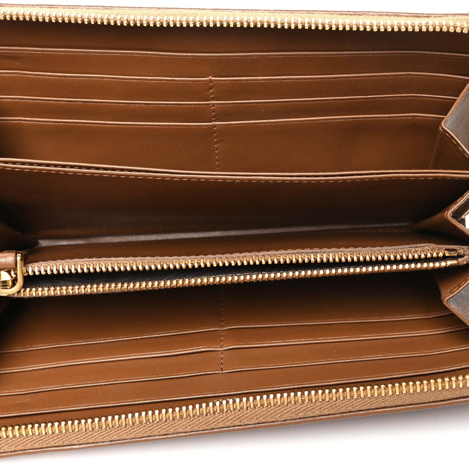 Prada Soft Calf Quilted Zip Around Wallet Cannella 5 of 9