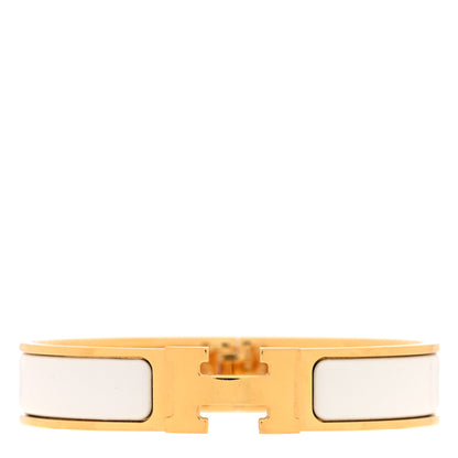 Hermes Enamel Narrow Clic Clac H Bracelet PM White 1 of 4