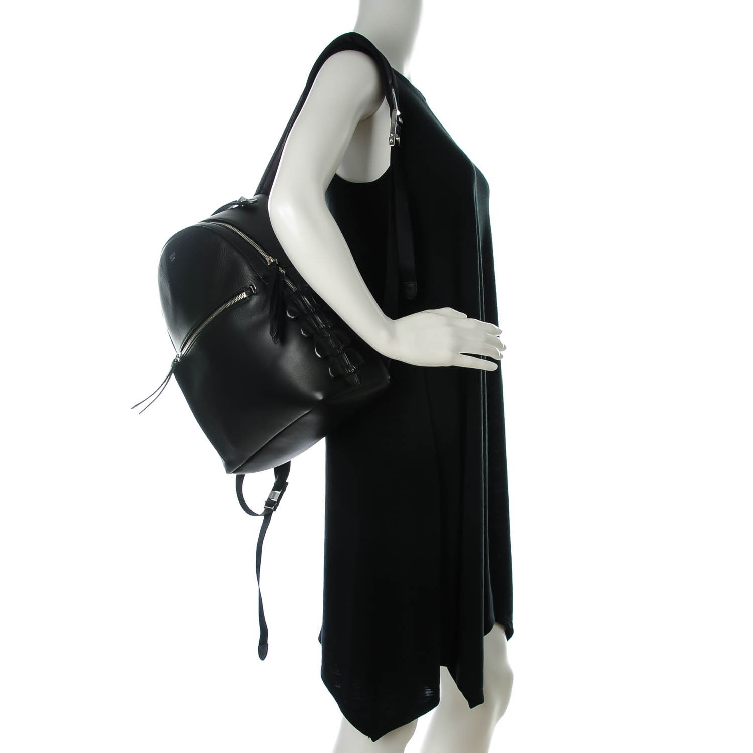Fendi Vitello Dolce Croc Tail Backpack Black 2 of 8