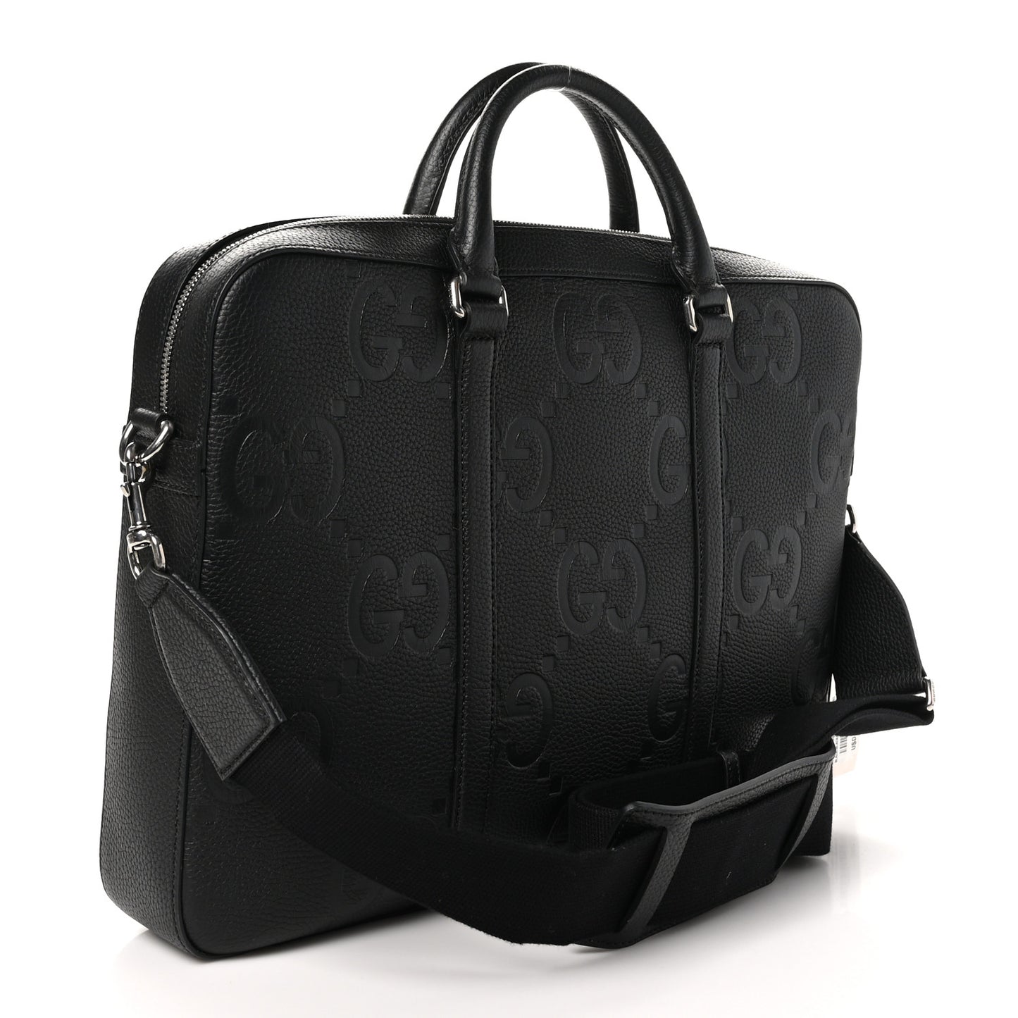 Piuma Calfskin Jumbo GG Embossed Briefcase Black