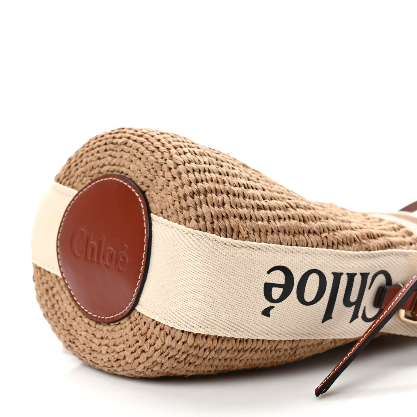 Raffia Calfskin Small Woody Basket Bag Brown