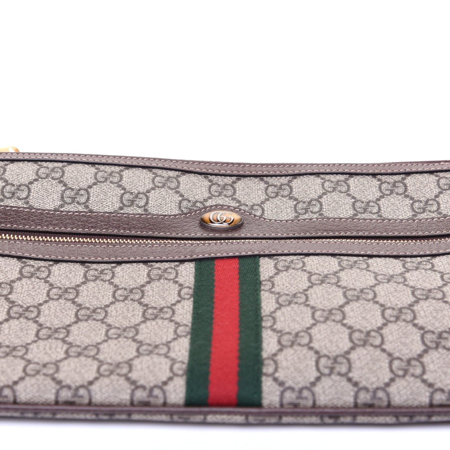 GG Supreme Monogram Large Ophidia Pouch Clutch Brown