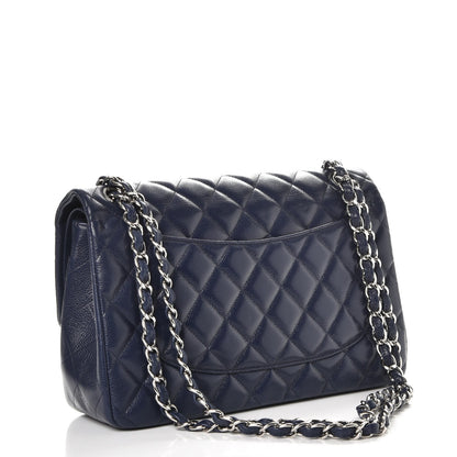 Chanel Caviar Quilted Jumbo Double Flap Navy Blue 4 of 9