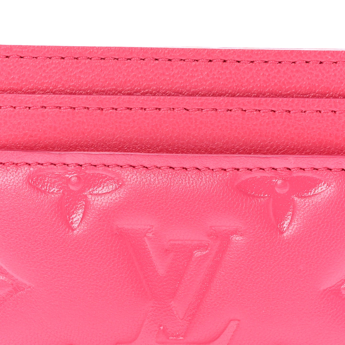 Lambskin Embossed Monogram Coussin Card Holder Bougainvillier