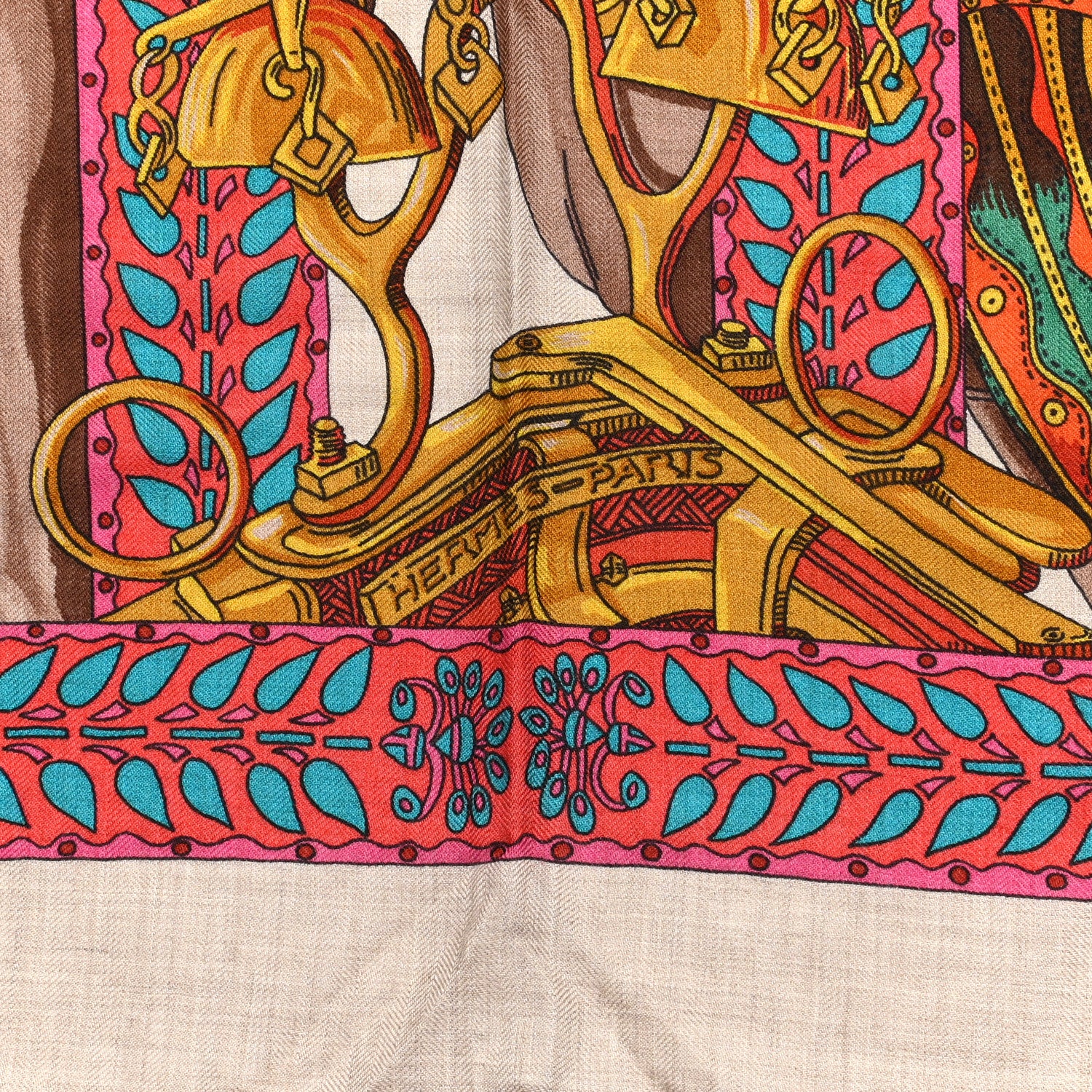 Hermes Cashmere Silk La Danse Du Cheval Marwari Shawl 140 2 of 5