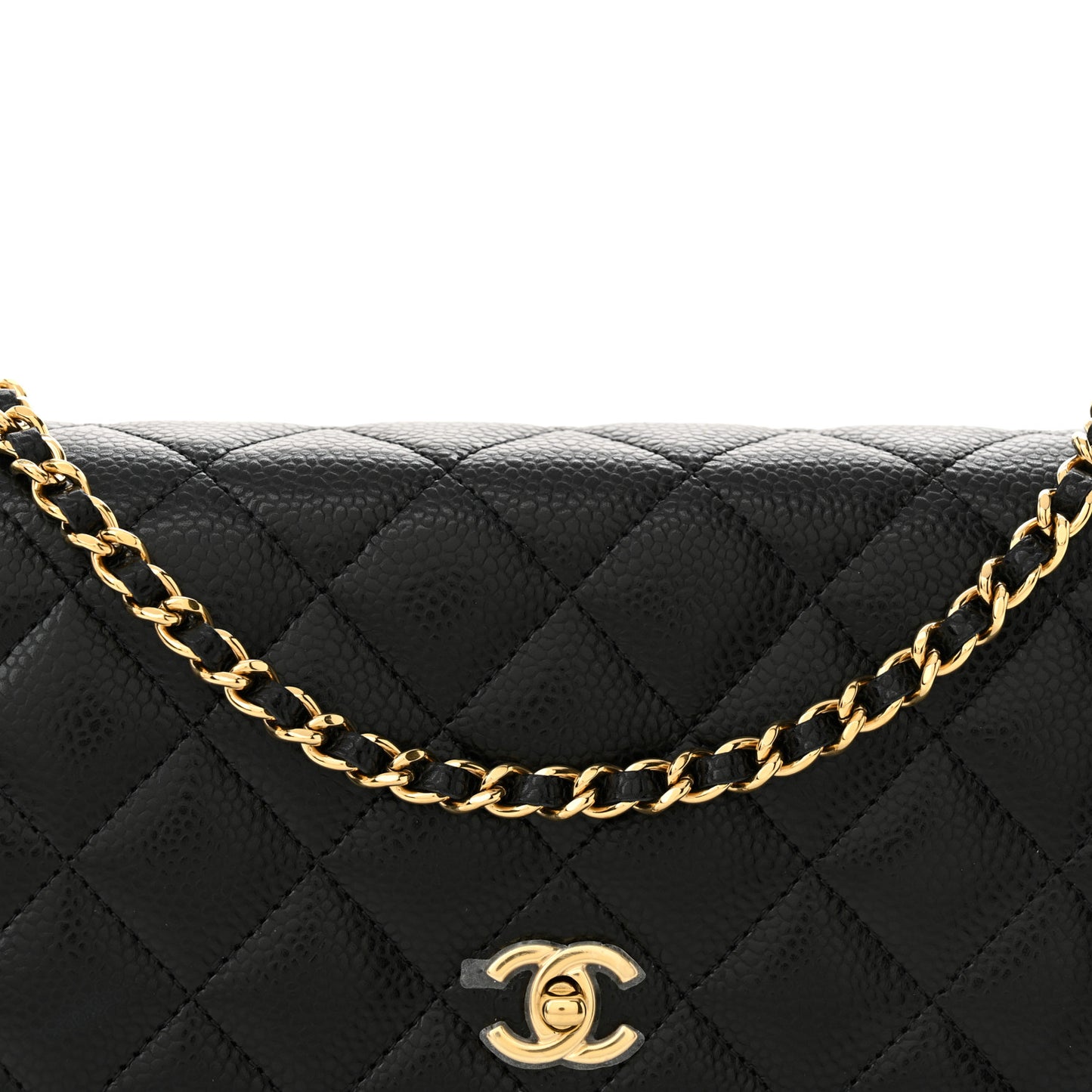Caviar Quilted CC Turnlock Wallet On Chain WOC Black