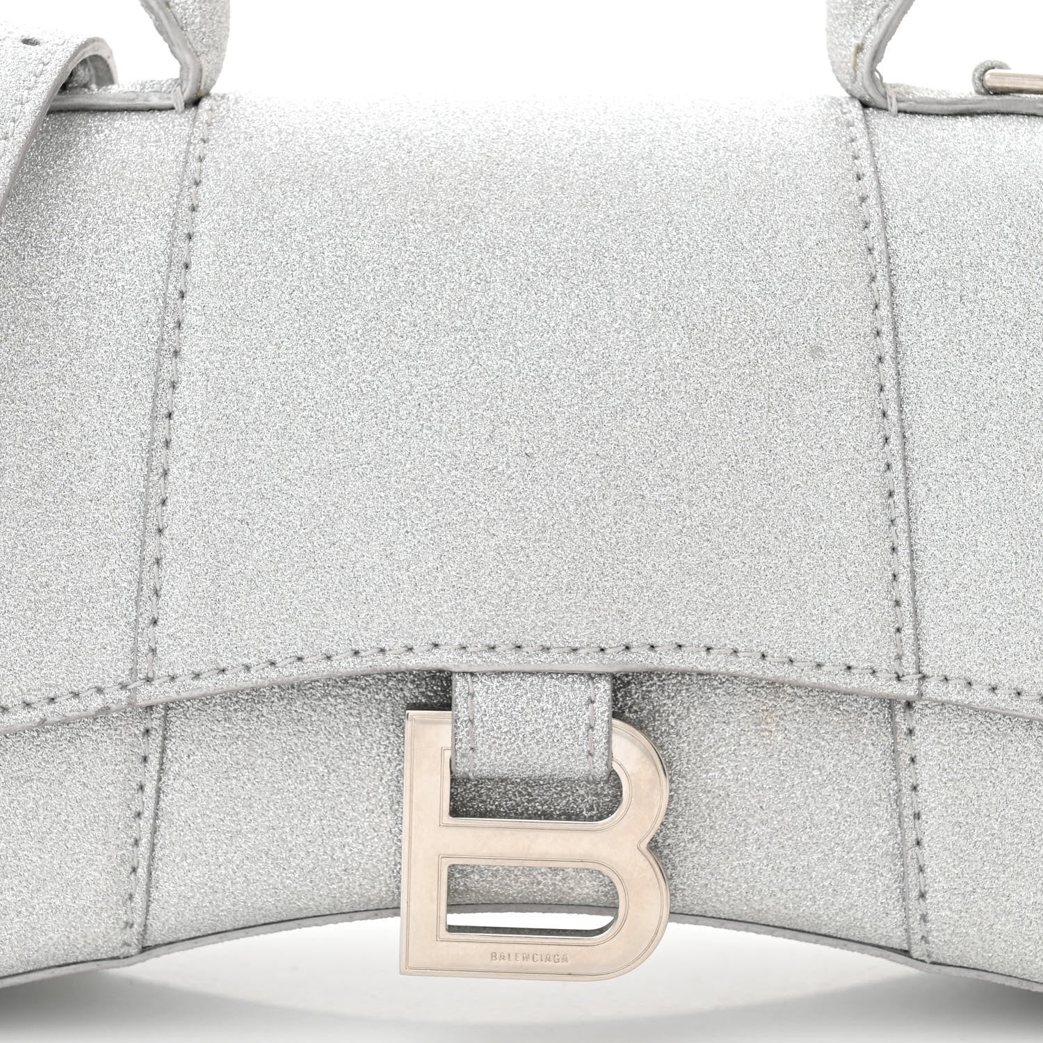 Balenciaga Sparkling Fabric Hourglass Top Handle Bag XS Silver 9 of 13