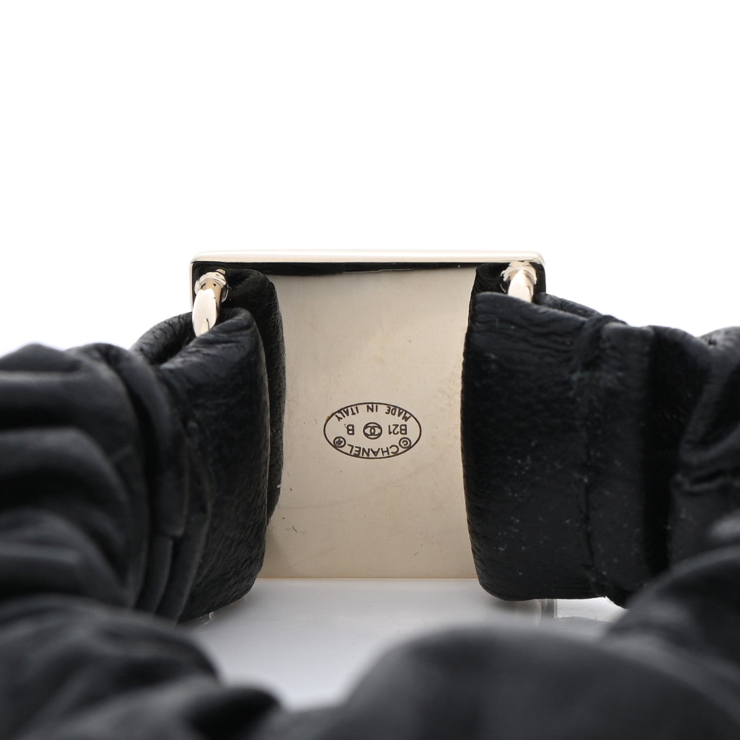 Chanel Lambskin Metal Enamel CC Hair Tie Black Gold 3 of 4