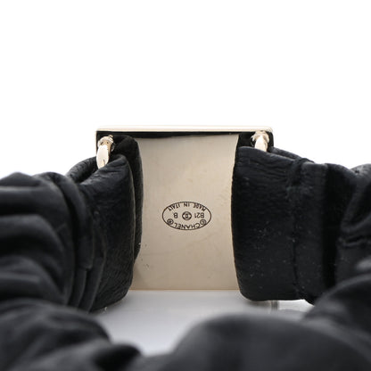 Chanel Lambskin Metal Enamel CC Hair Tie Black Gold 3 of 4