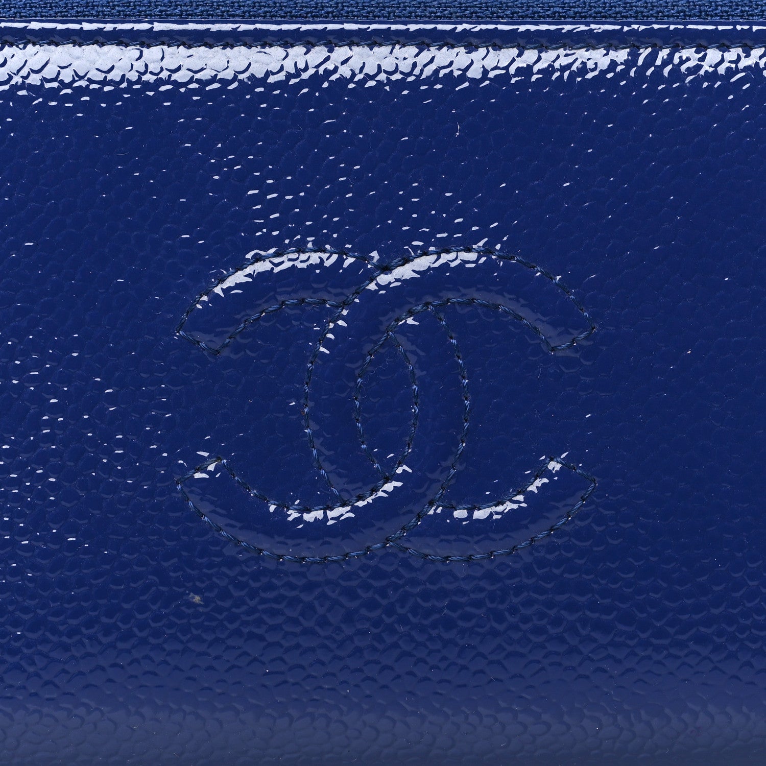 Chanel Patent Caviar Timeless CC Small Gusset Zip Around Wallet  Blue 9 of 9