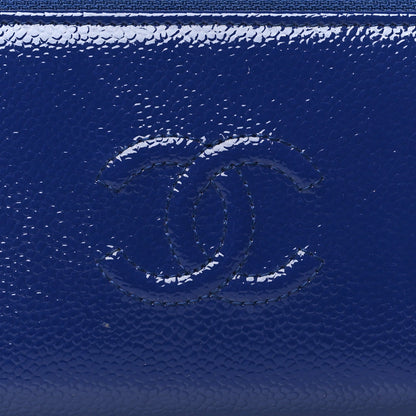 Chanel Patent Caviar Timeless CC Small Gusset Zip Around Wallet  Blue 9 of 9