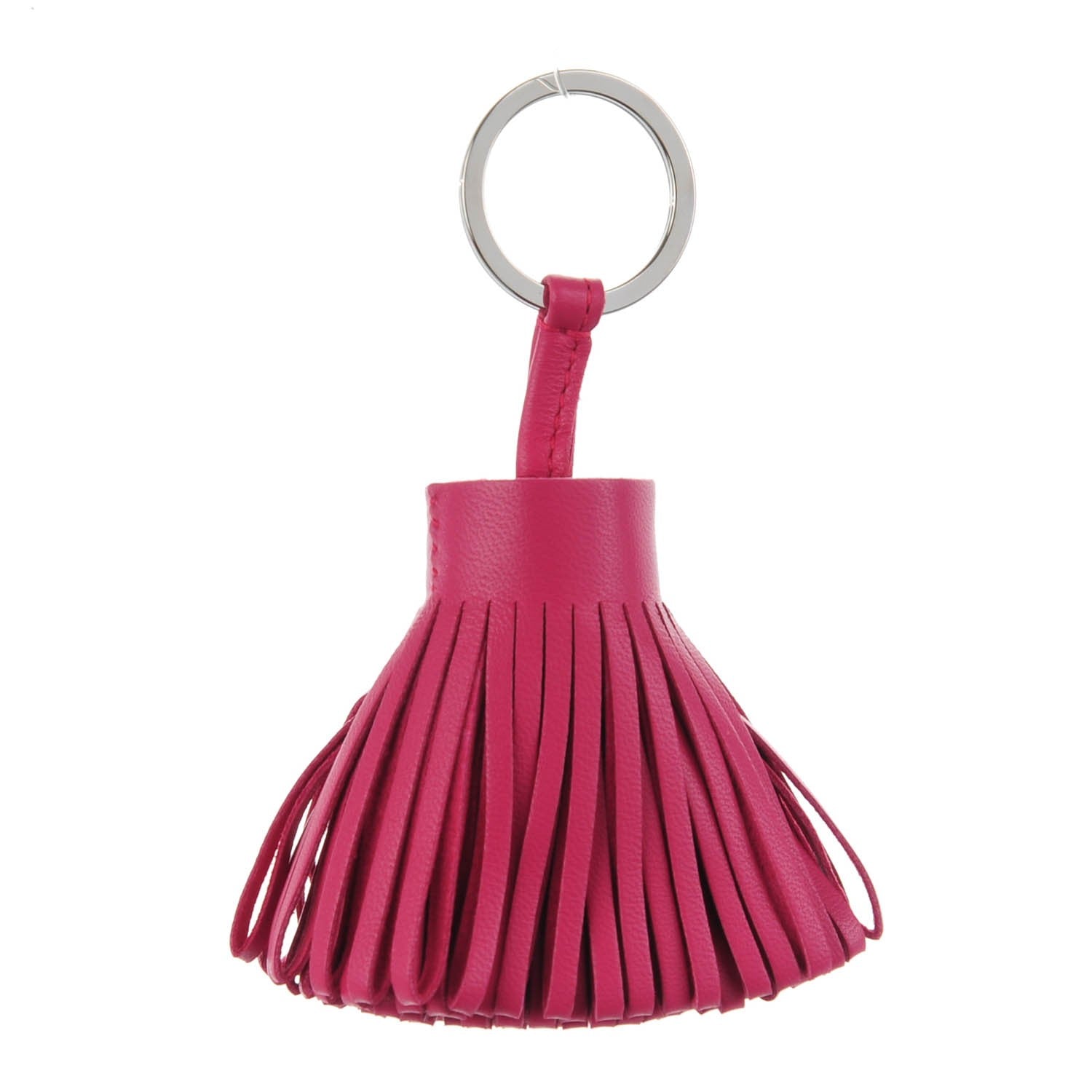Hermes Lambskin Carmen Tassel Key Holder Rose Shocking 1 of 5