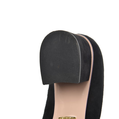 Gucci Kid Scamosciato GG Marmont Fringe 50mm Loafer Pumps 36.5 Black 14 of 20