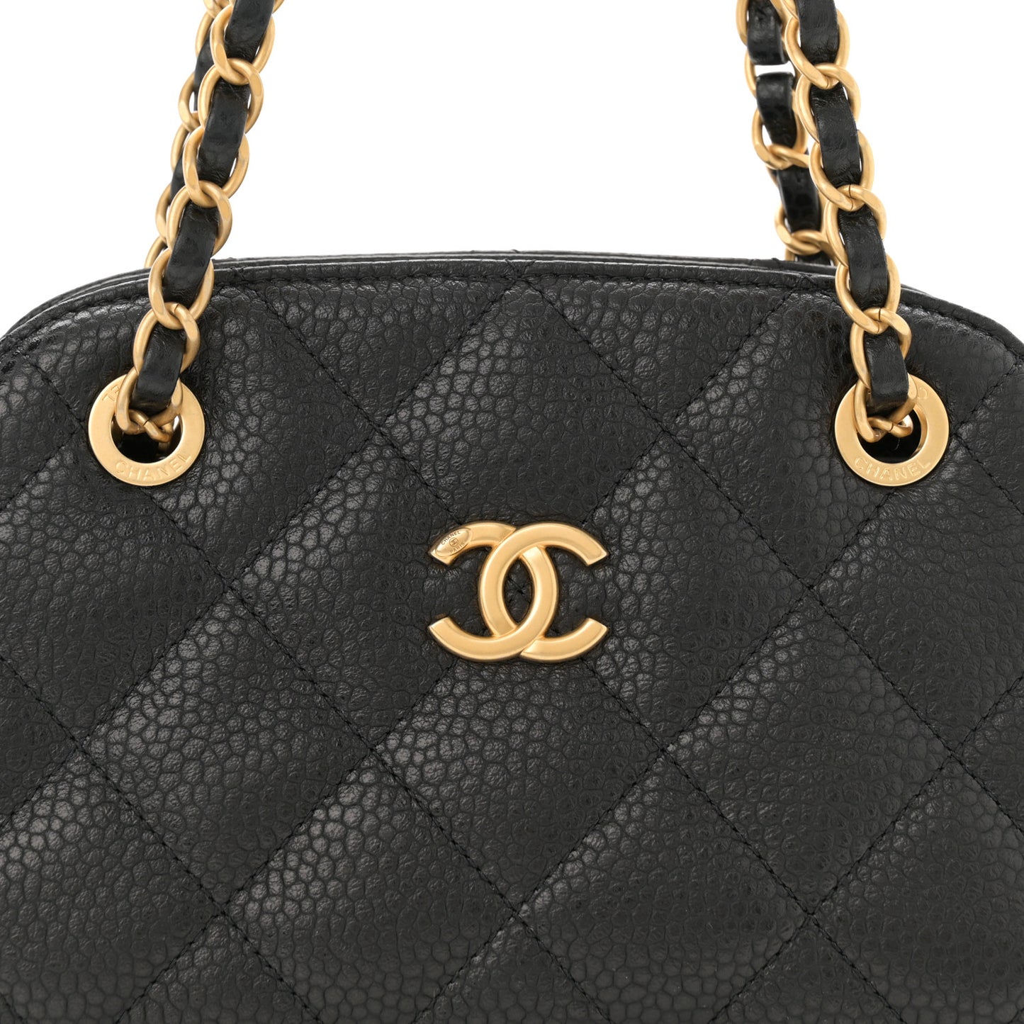 Caviar Quilted Small  Bowling Bag Black