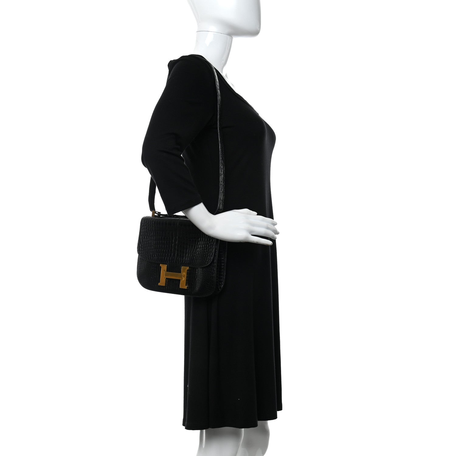 Hermes Shiny Porosus Crocodile Constance 23 Black 2 of 13