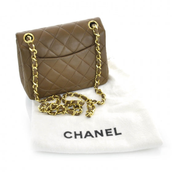 Lambskin Quilted Mini Flap Brown