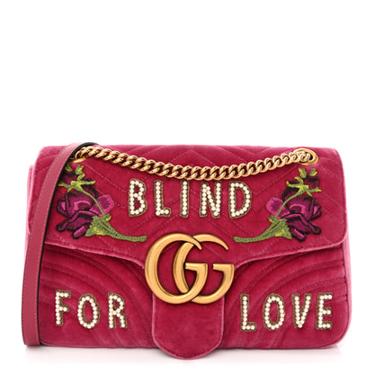 Gucci Velvet Matelasse Blind for Love Embroidered Medium GG Marmont Shoulder Bag Light Raspberry Rose Multicolor 1 of 11
