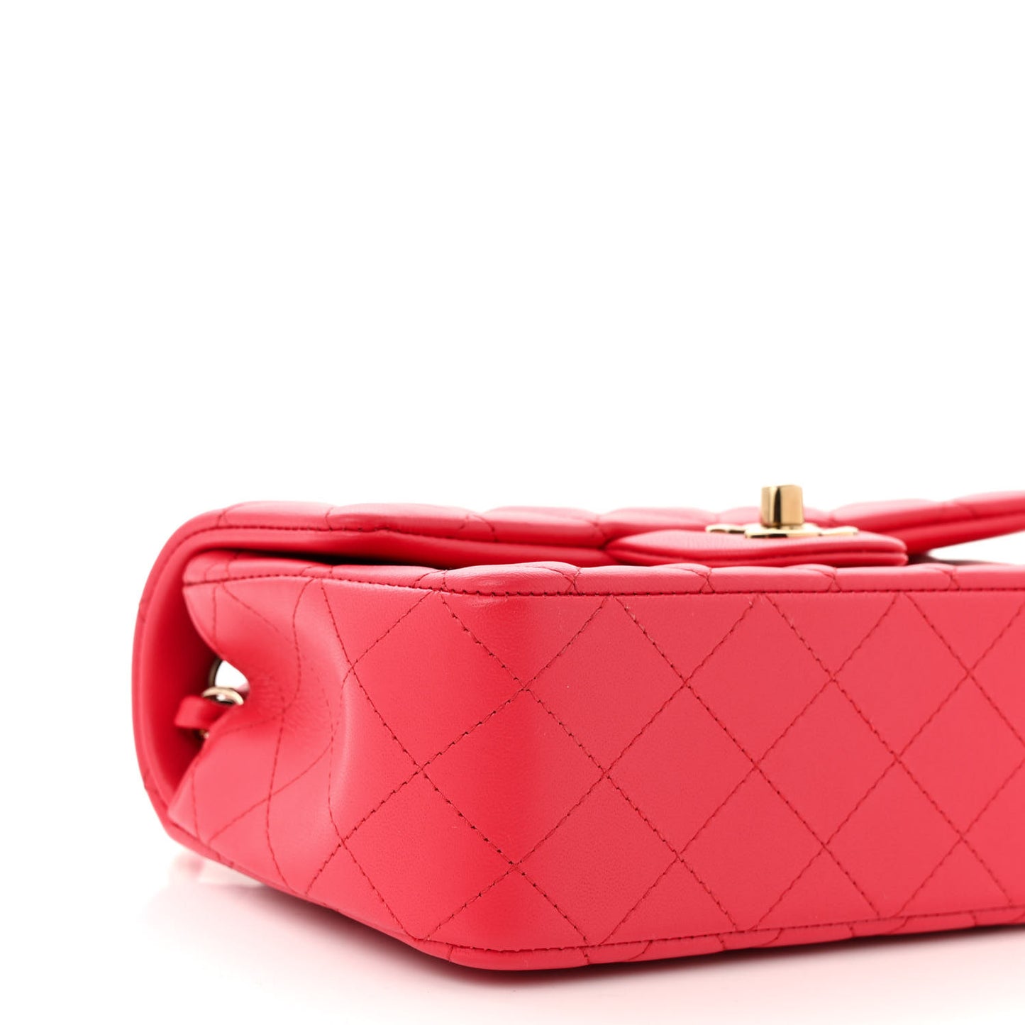 Lambskin Quilted Mini Rectangular Flap Red