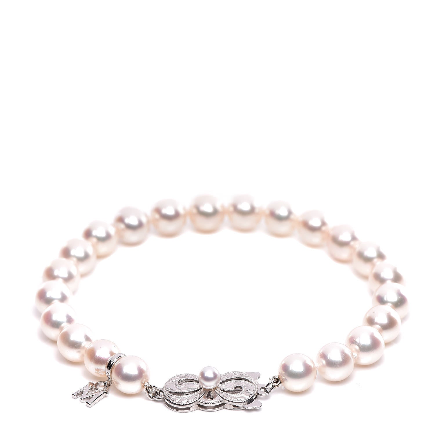 Mikimoto 18K White Gold Akoya Pearl 7mm Strand Bracelet 1 of 6