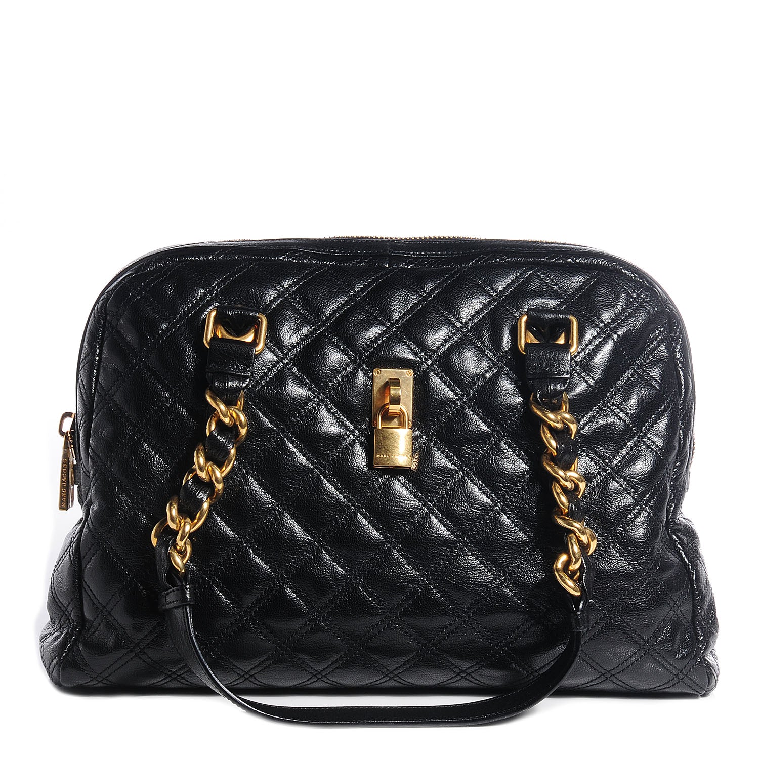 Marc Jacobs Lacquered Goatskin Quilted Karlie Satchel Black 1 of 12