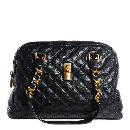 Marc Jacobs Lacquered Goatskin Quilted Karlie Satchel Black 1 of 12