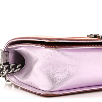 Chanel Metallic Patent Calfskin Quilted Medium Boy Flap Light Pink 9 of 15